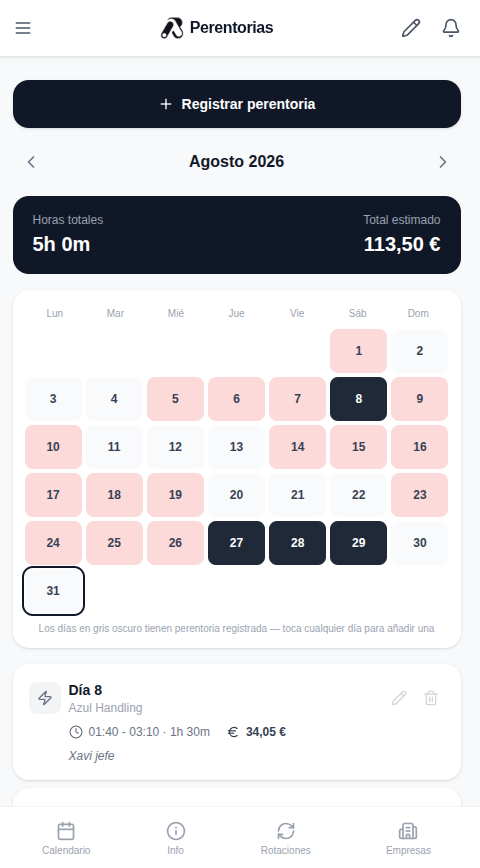 Gestión de vacaciones, bajas, faltas y perentorias en AroShift